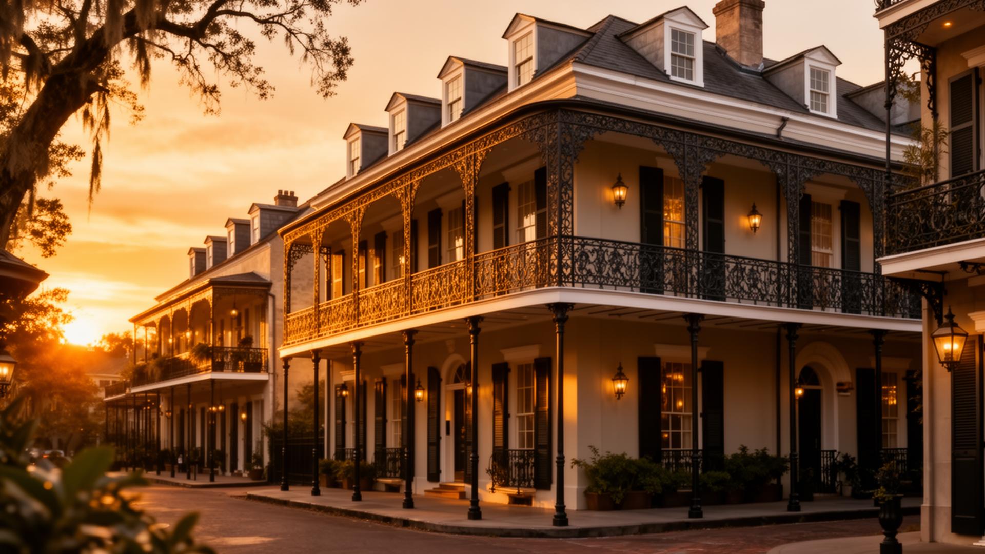 Historic New Orleans home at golden hour
